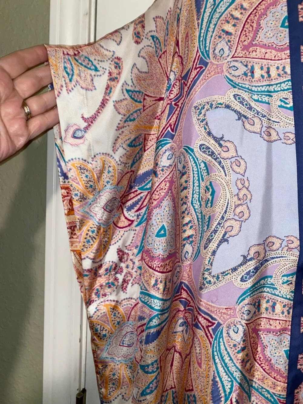 Chico's Medallion Print 100% Silk Paisley Ruana Kimono/Swim Cover‎ Up